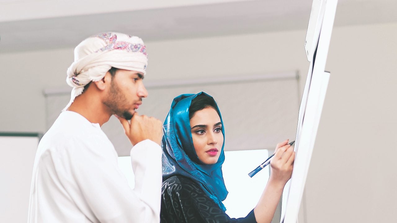 Omani children smiling